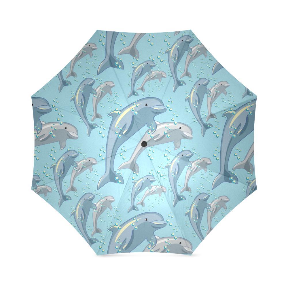 Pattern Print Dolphin Foldable Umbrella-grizzshop