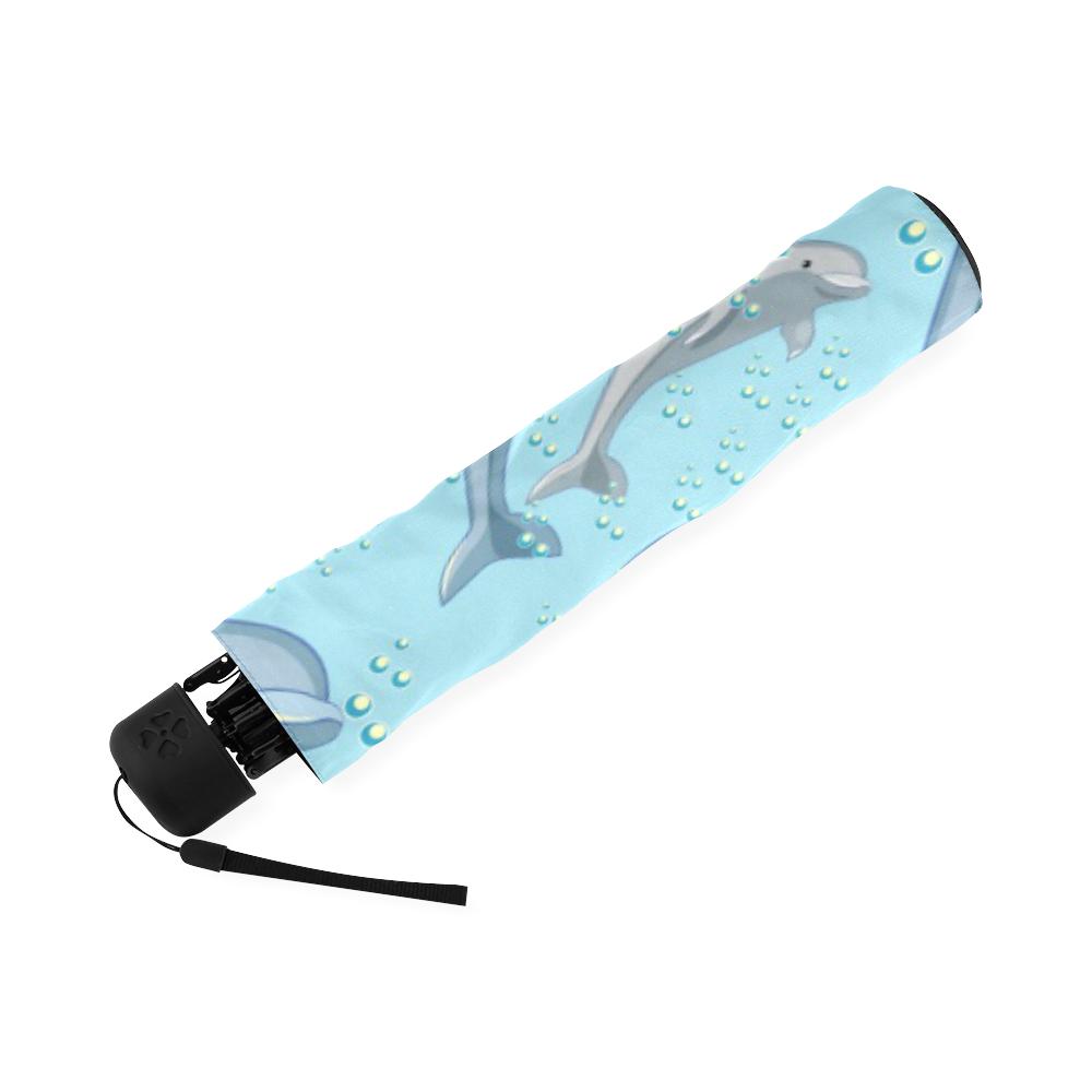 Pattern Print Dolphin Foldable Umbrella-grizzshop