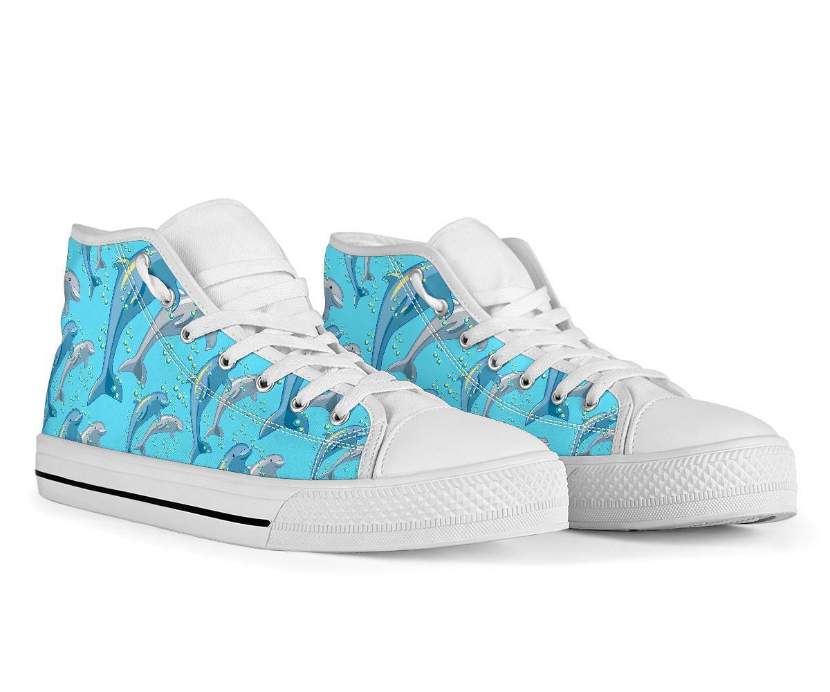 Pattern Print Dolphin Men Women's High Top Shoes-grizzshop