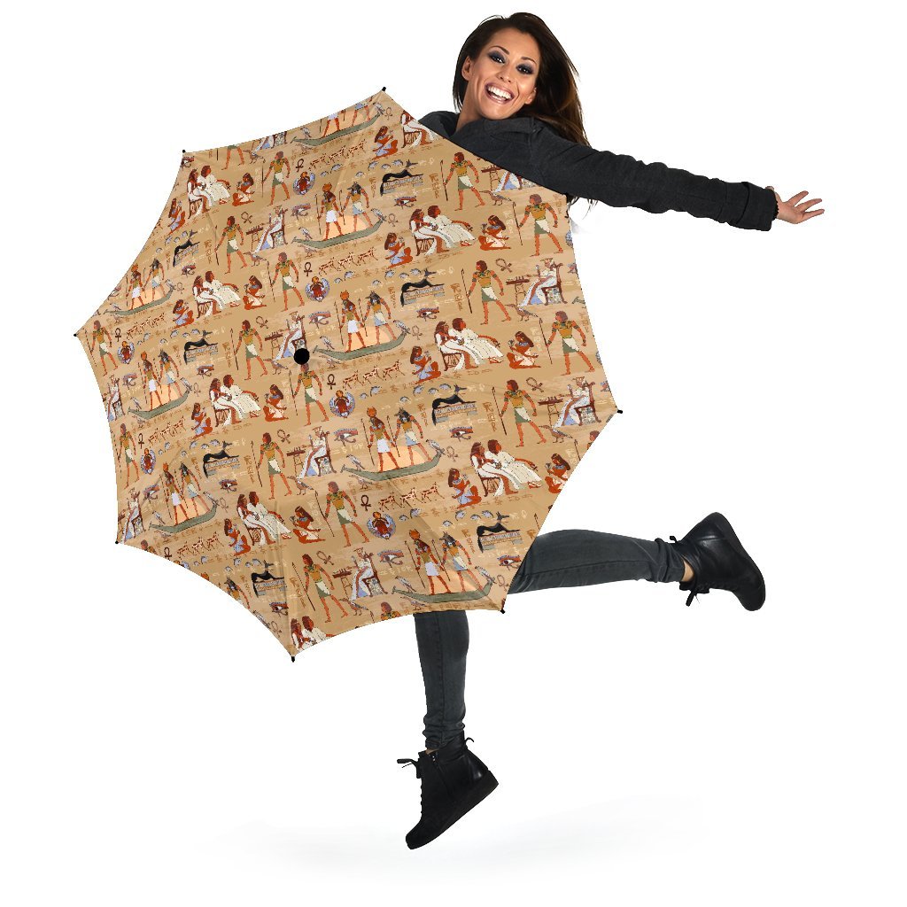 Pattern Print Egyptian Automatic Foldable Umbrella-grizzshop