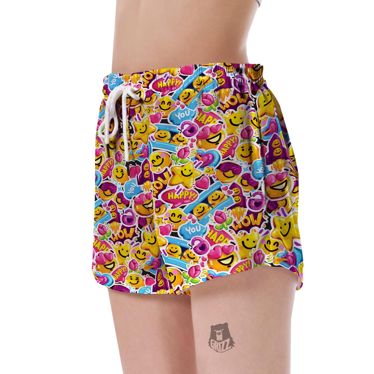 Pattern Print Emoji Women's Shorts-grizzshop