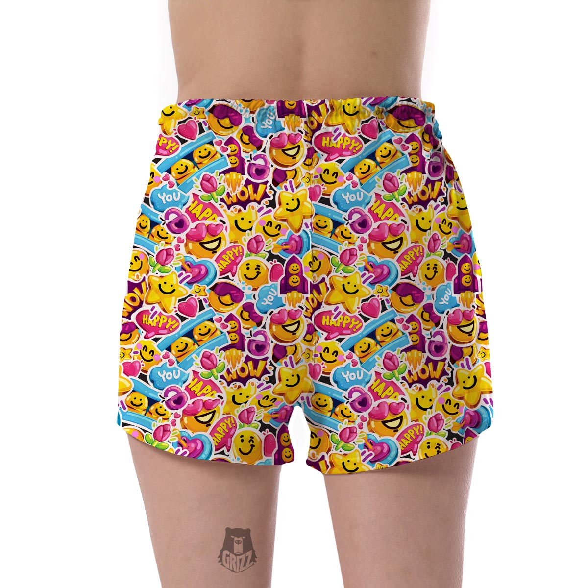 Pattern Print Emoji Women's Shorts-grizzshop