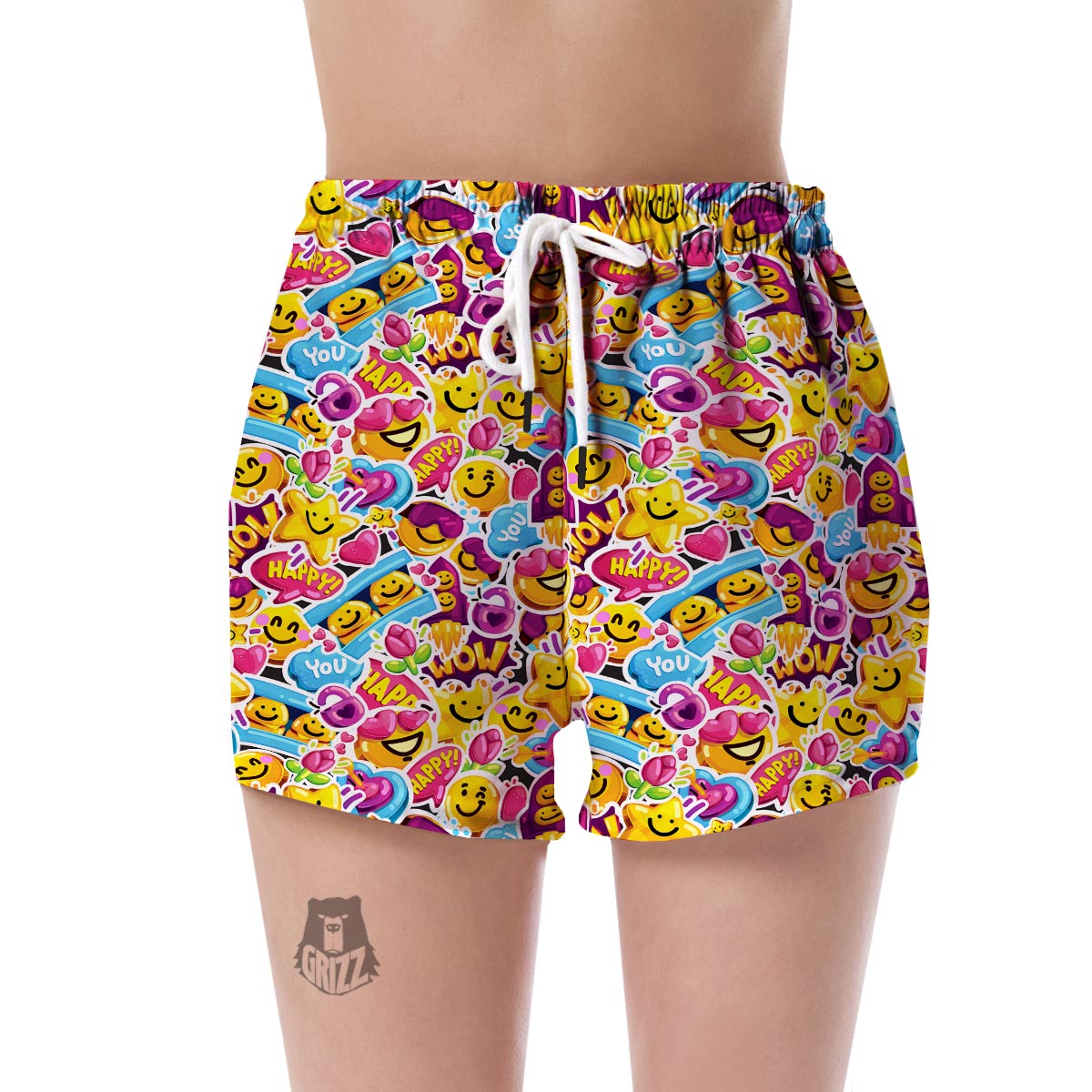 Pattern Print Emoji Women's Shorts-grizzshop