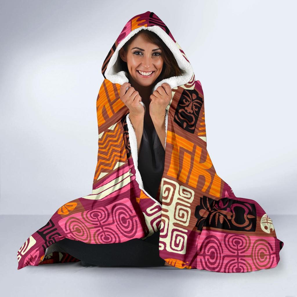 Pattern Print Ethnic Hooded Blanket-grizzshop