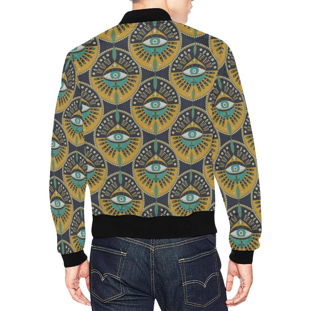 Pattern Print Evil Eye Men's Bomber Jacket-grizzshop