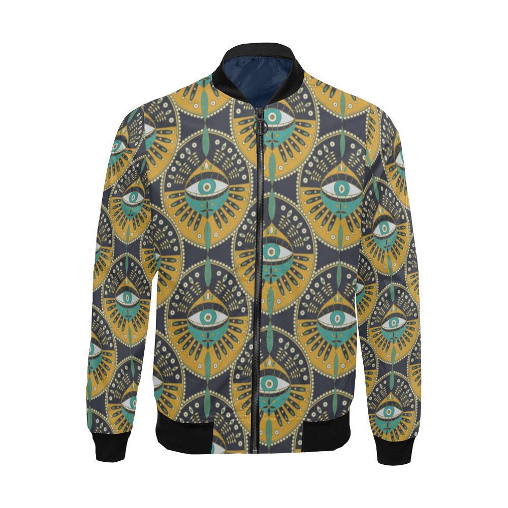 Pattern Print Evil Eye Men's Bomber Jacket-grizzshop