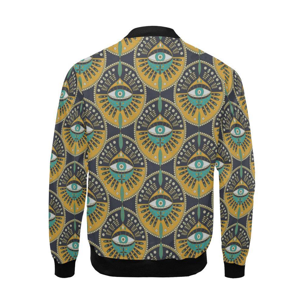 Pattern Print Evil Eye Men's Bomber Jacket-grizzshop