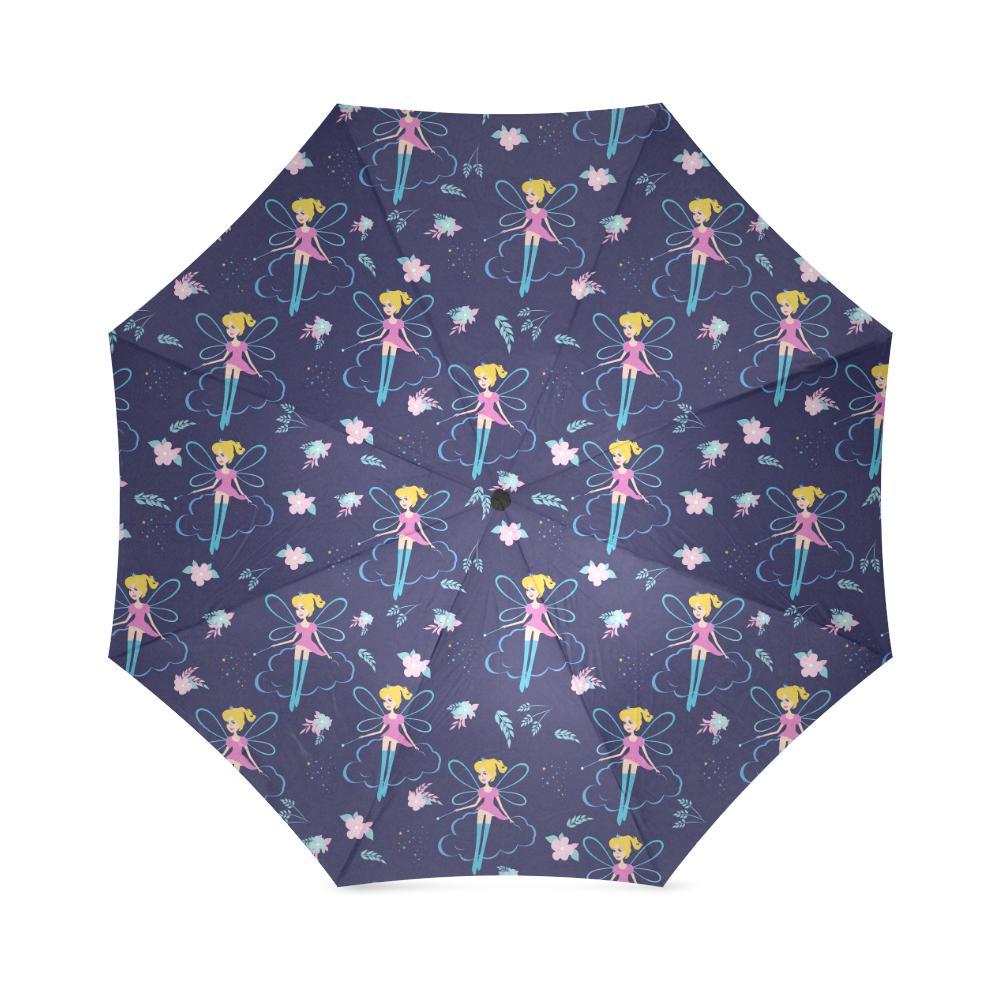 Pattern Print Fairy Foldable Umbrella-grizzshop
