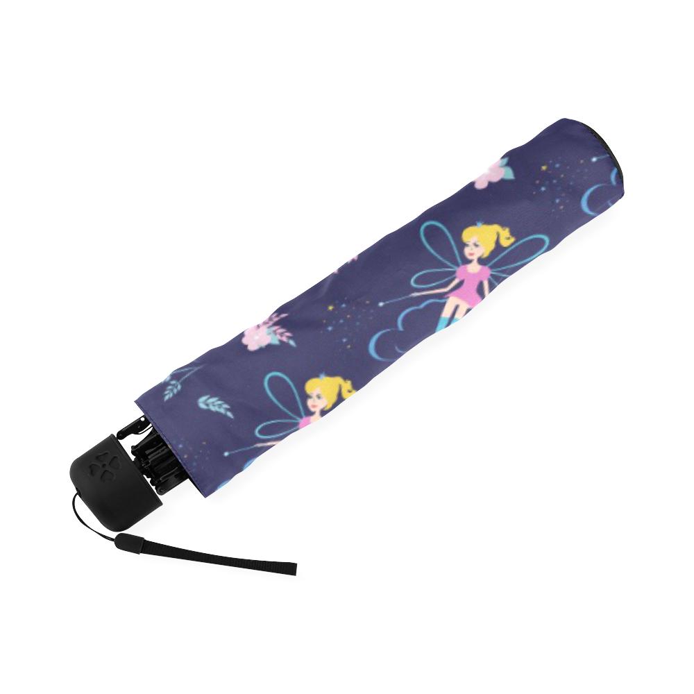 Pattern Print Fairy Foldable Umbrella-grizzshop