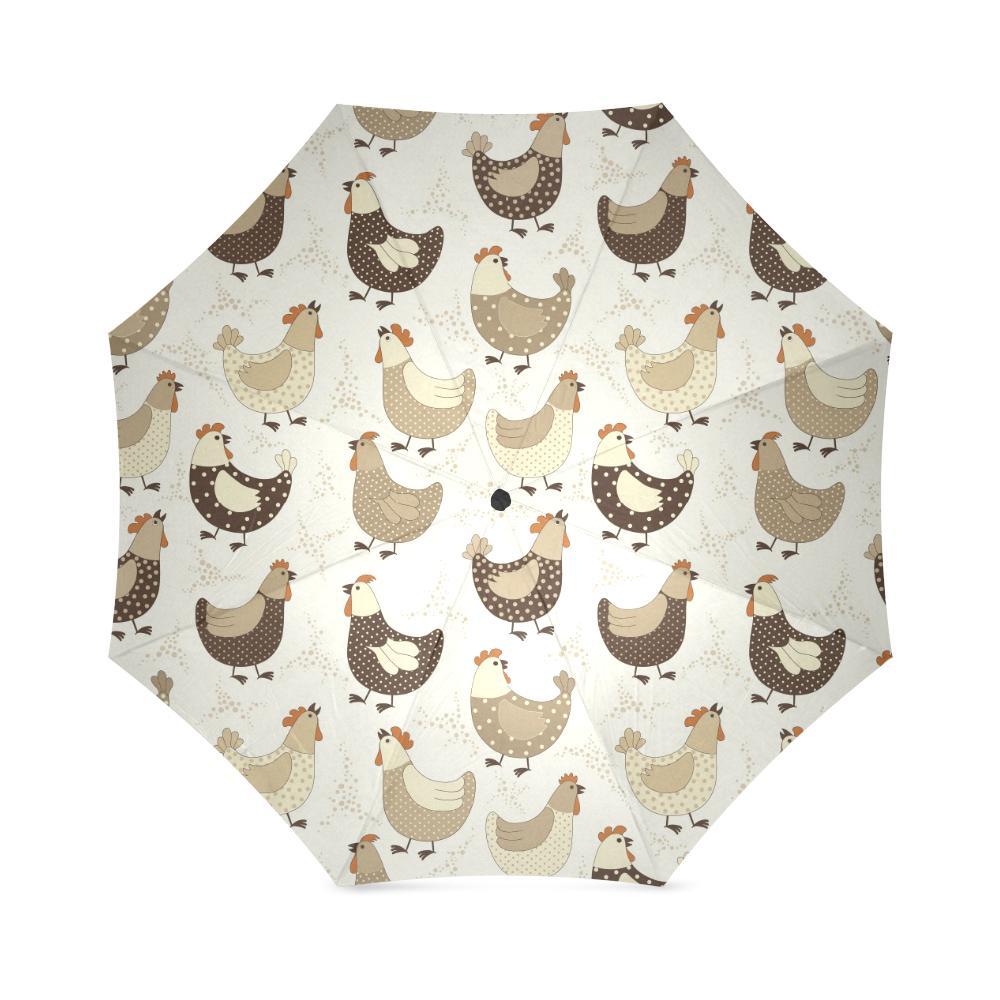Pattern Print Farm Chicken Hen Foldable Umbrella-grizzshop