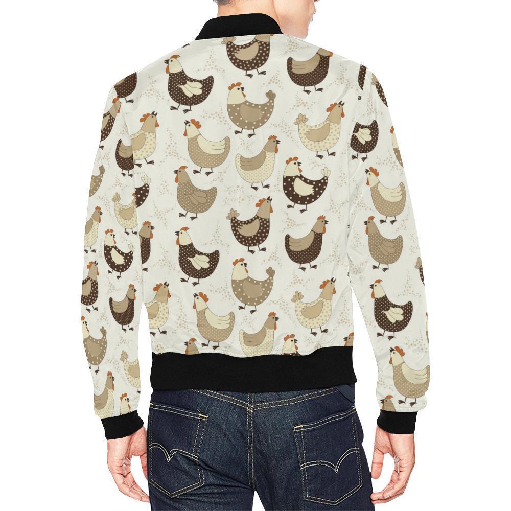 Pattern Print Farm Chicken Hen Men's Bomber Jacket-grizzshop