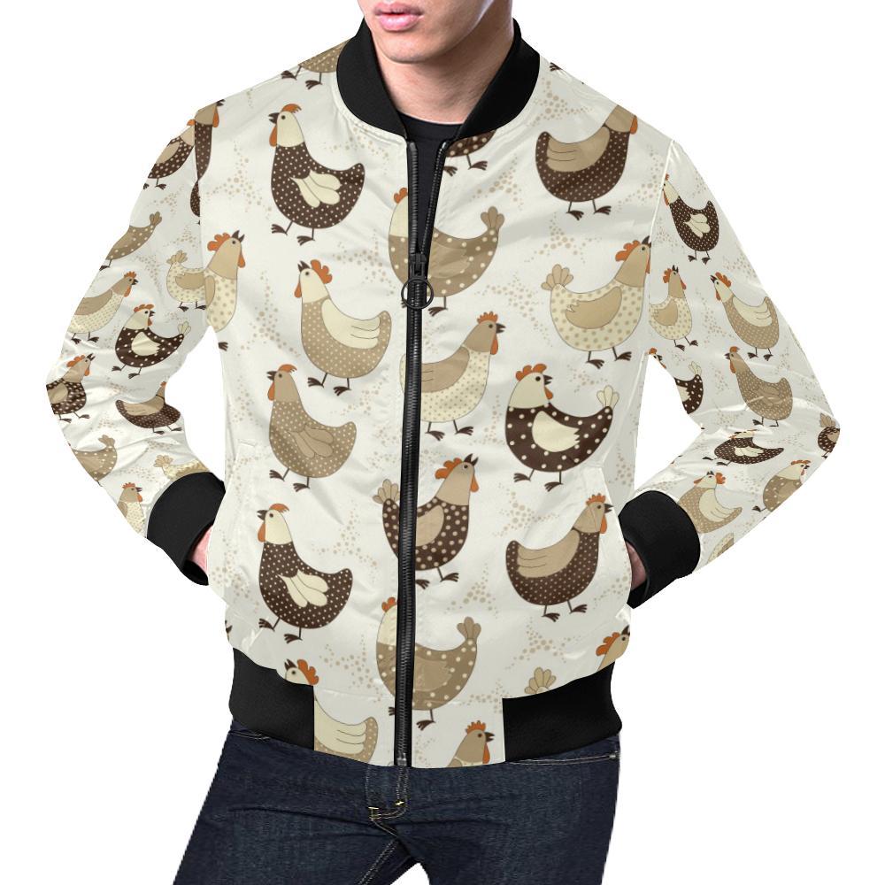 Pattern Print Farm Chicken Hen Men's Bomber Jacket-grizzshop
