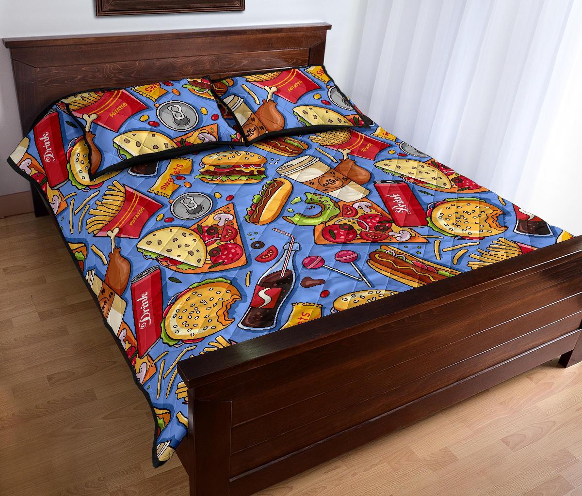 Pattern Print Fastfood Bed Set Quilt-grizzshop