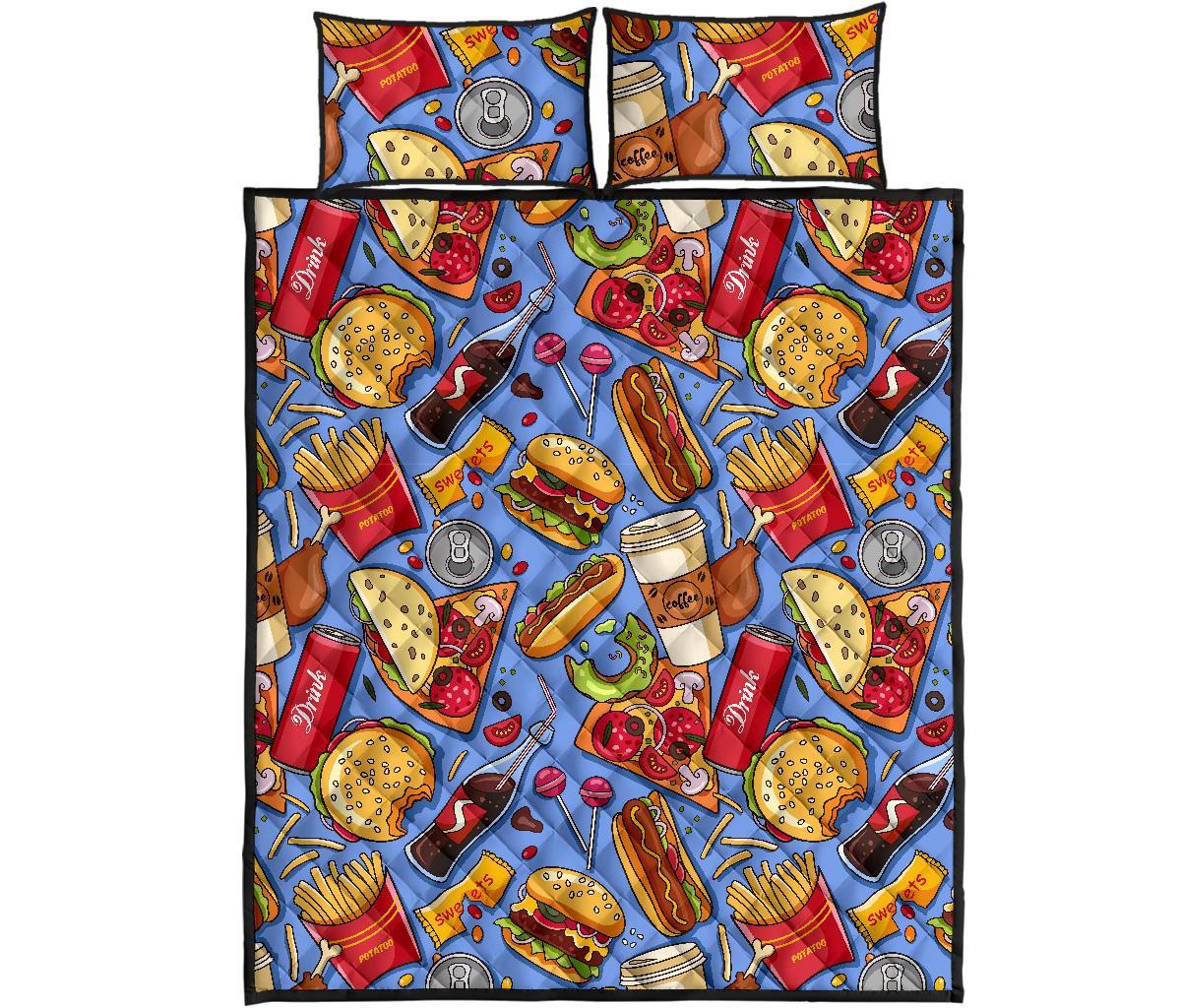 Pattern Print Fastfood Bed Set Quilt-grizzshop