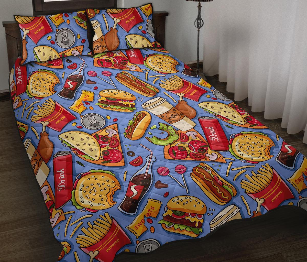 Pattern Print Fastfood Bed Set Quilt-grizzshop