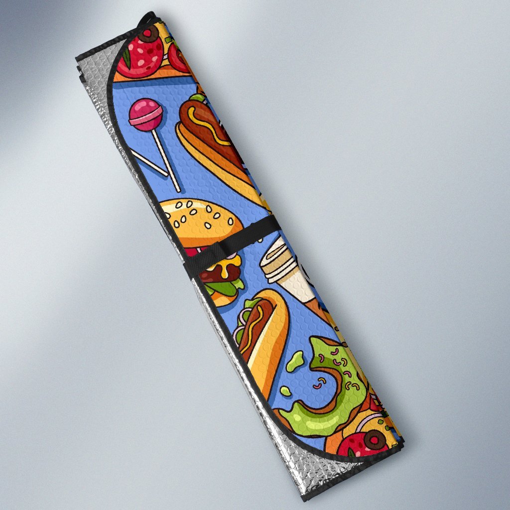 Pattern Print Fastfood Car Sun Shade-grizzshop