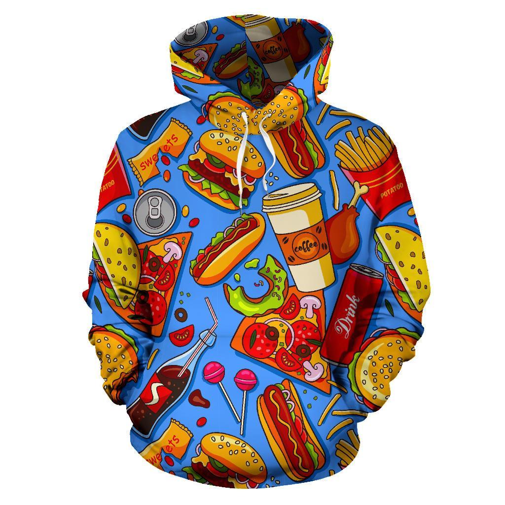 Pattern Print Fastfood Men Women Pullover Hoodie-grizzshop