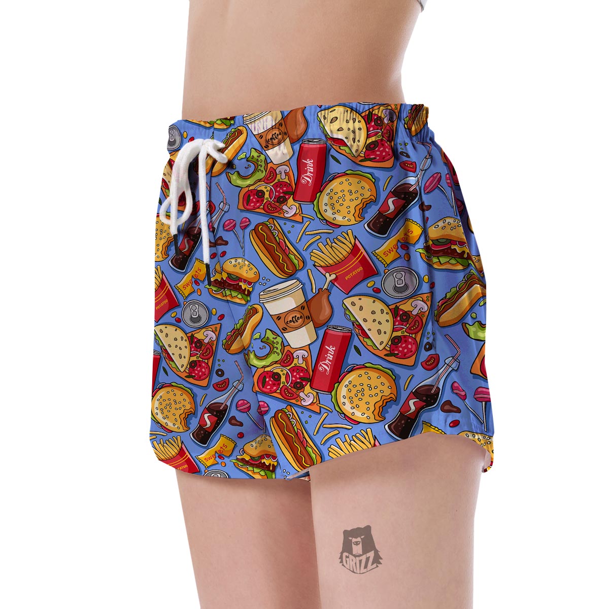 Pattern Print Fastfood Women's Shorts-grizzshop