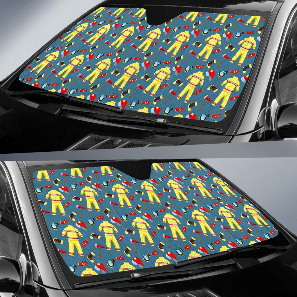 Pattern Print Firefighter Car Sun Shade-grizzshop