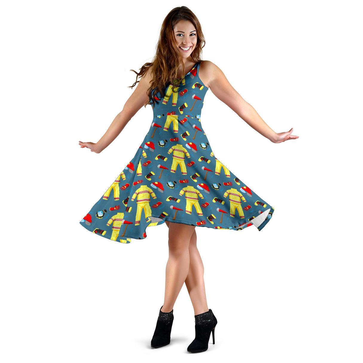 Pattern Print Firefighter Dress-grizzshop