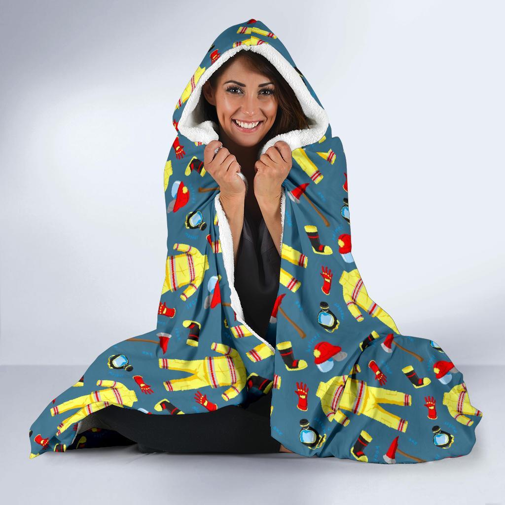 Pattern Print Firefighter Hooded Blanket-grizzshop