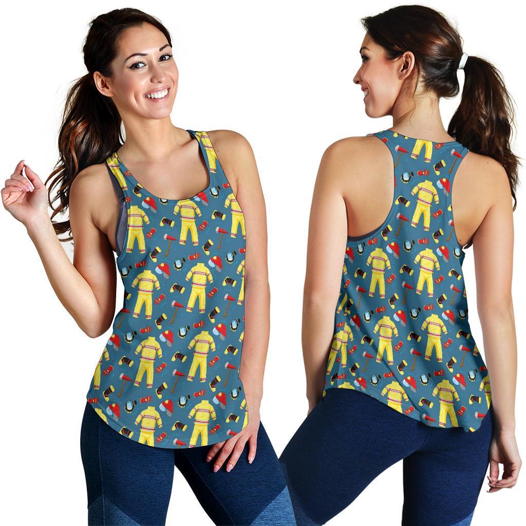 Pattern Print Firefighter Racerback Tank Tops-grizzshop