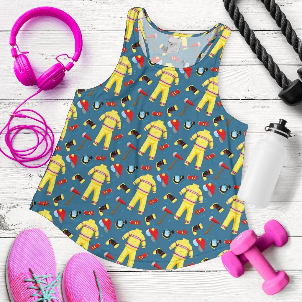 Pattern Print Firefighter Racerback Tank Tops-grizzshop