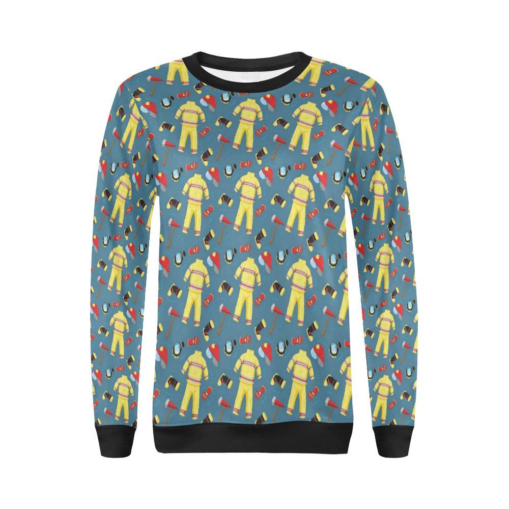 Pattern Print Firefighter Women Crewneck Sweatshirt-grizzshop