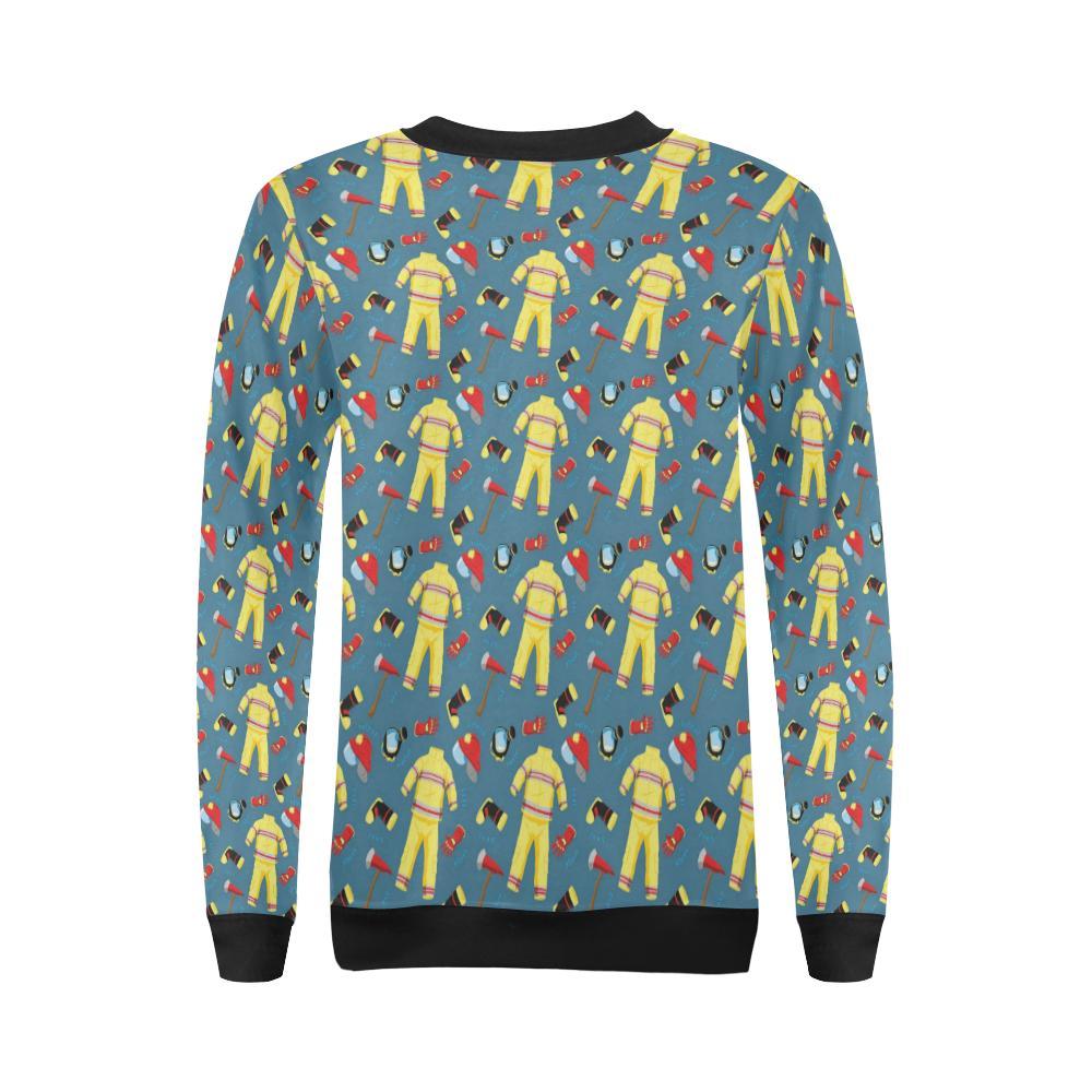 Pattern Print Firefighter Women Crewneck Sweatshirt-grizzshop
