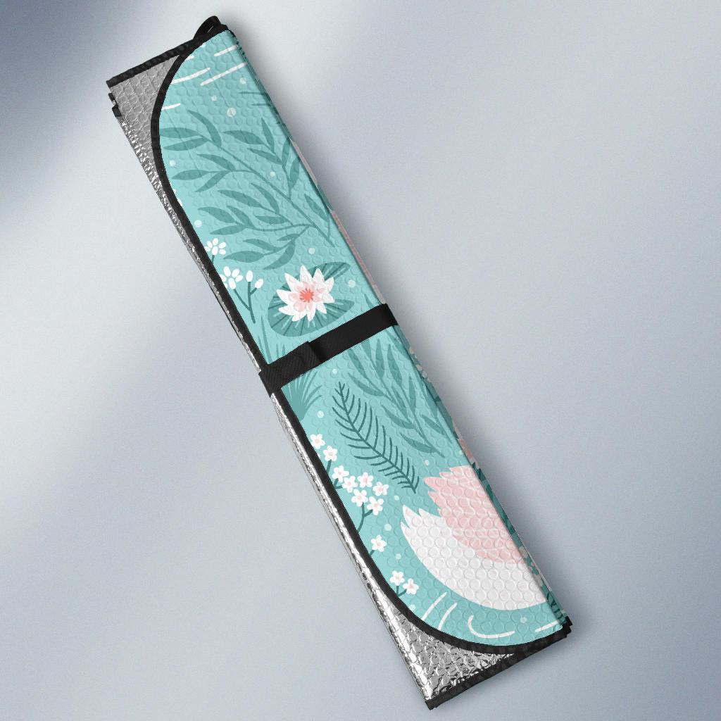 Pattern Print Floral Swan Car Sun Shade-grizzshop