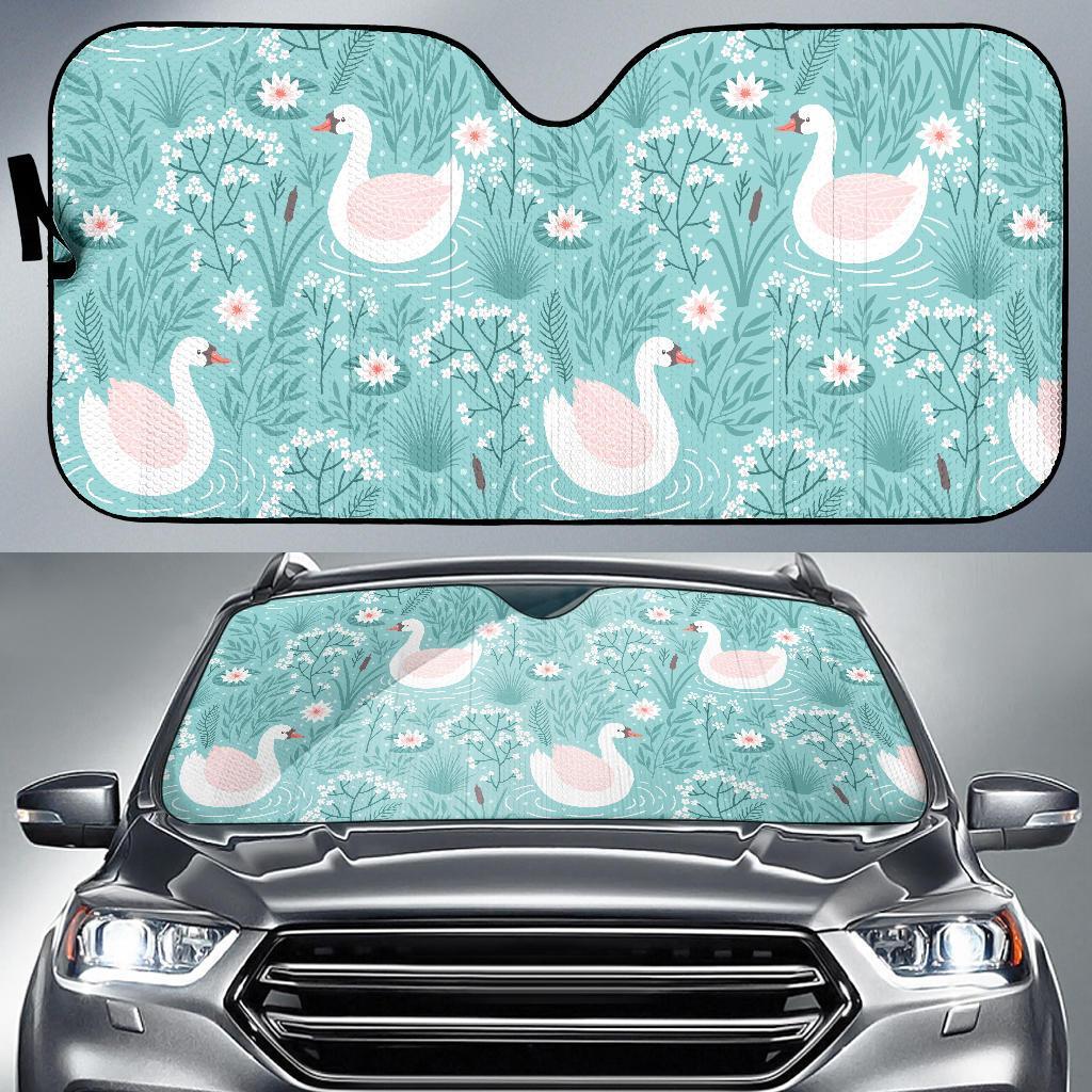 Pattern Print Floral Swan Car Sun Shade-grizzshop