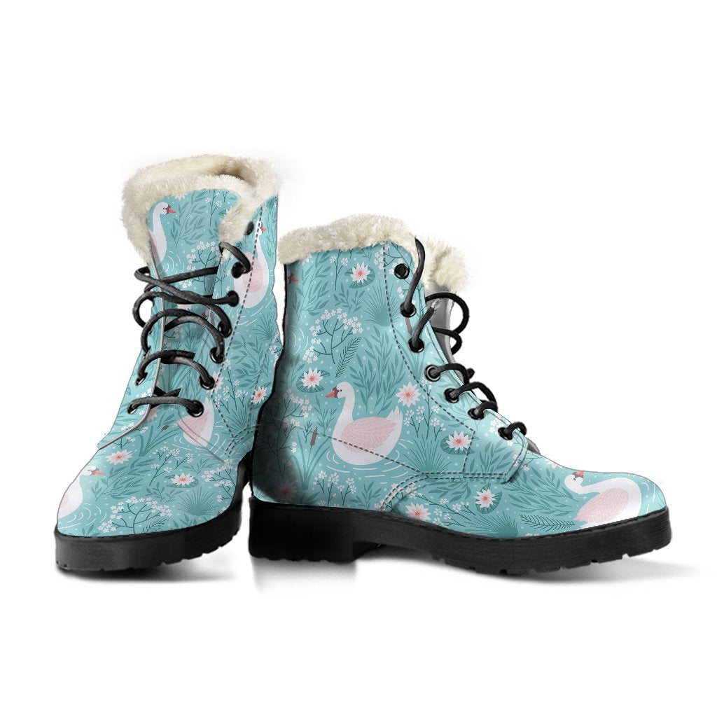 Pattern Print Floral Swan Comfy Winter Boots-grizzshop