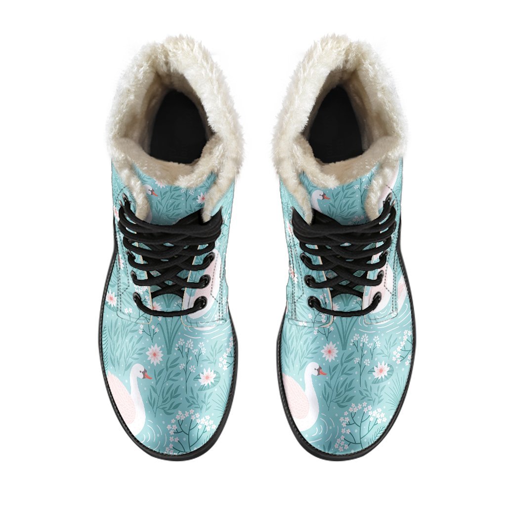 Pattern Print Floral Swan Comfy Winter Boots-grizzshop
