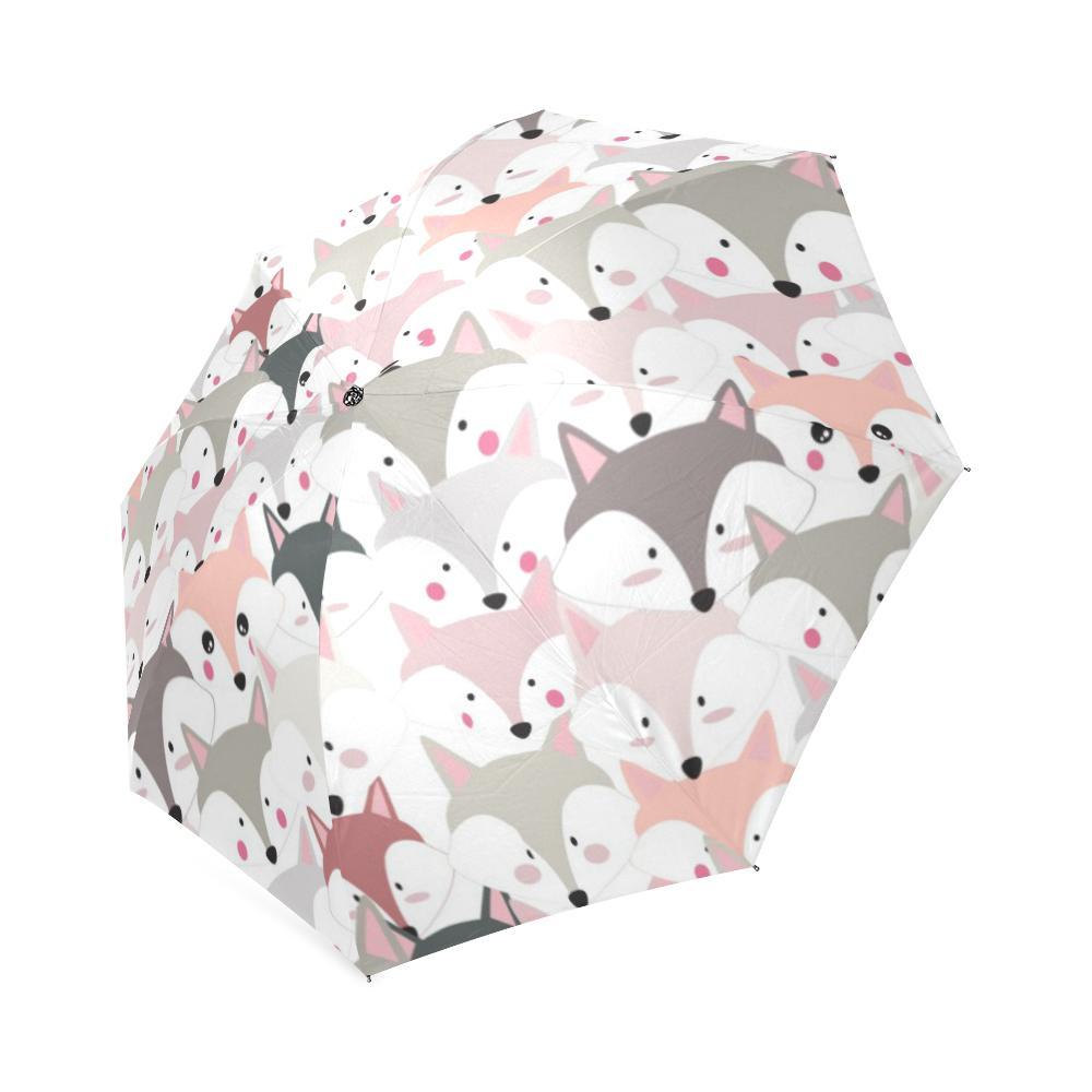 Pattern Print Fox Foldable Umbrella-grizzshop