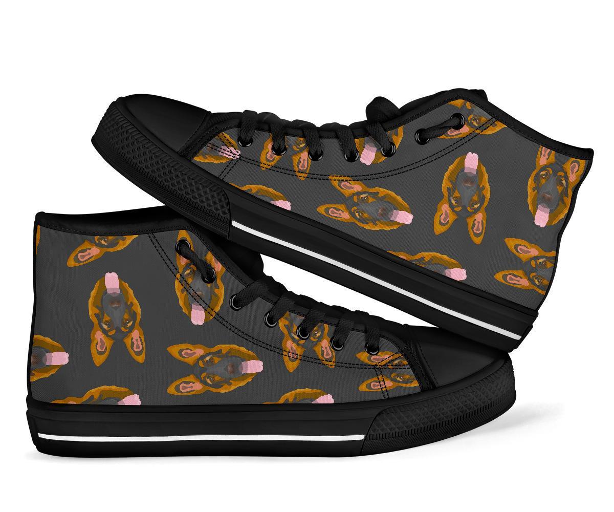 Pattern Print German Shepherd Men Women's High Top Shoes-grizzshop