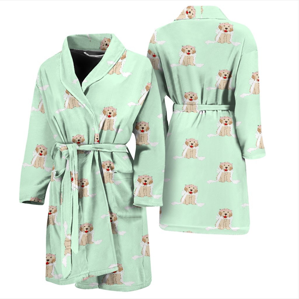 Pattern Print Golden Retriever Men Long Robe-grizzshop
