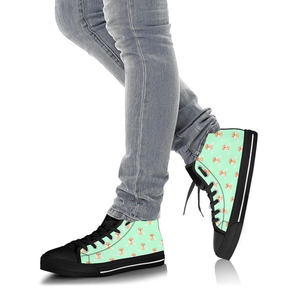 Pattern Print Golden Retriever Men Women's High Top Shoes-grizzshop