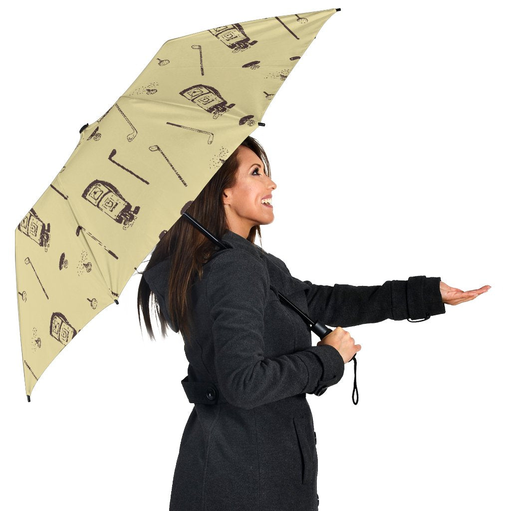 Pattern Print Golf Automatic Foldable Umbrella-grizzshop