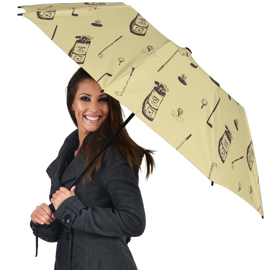Pattern Print Golf Automatic Foldable Umbrella-grizzshop