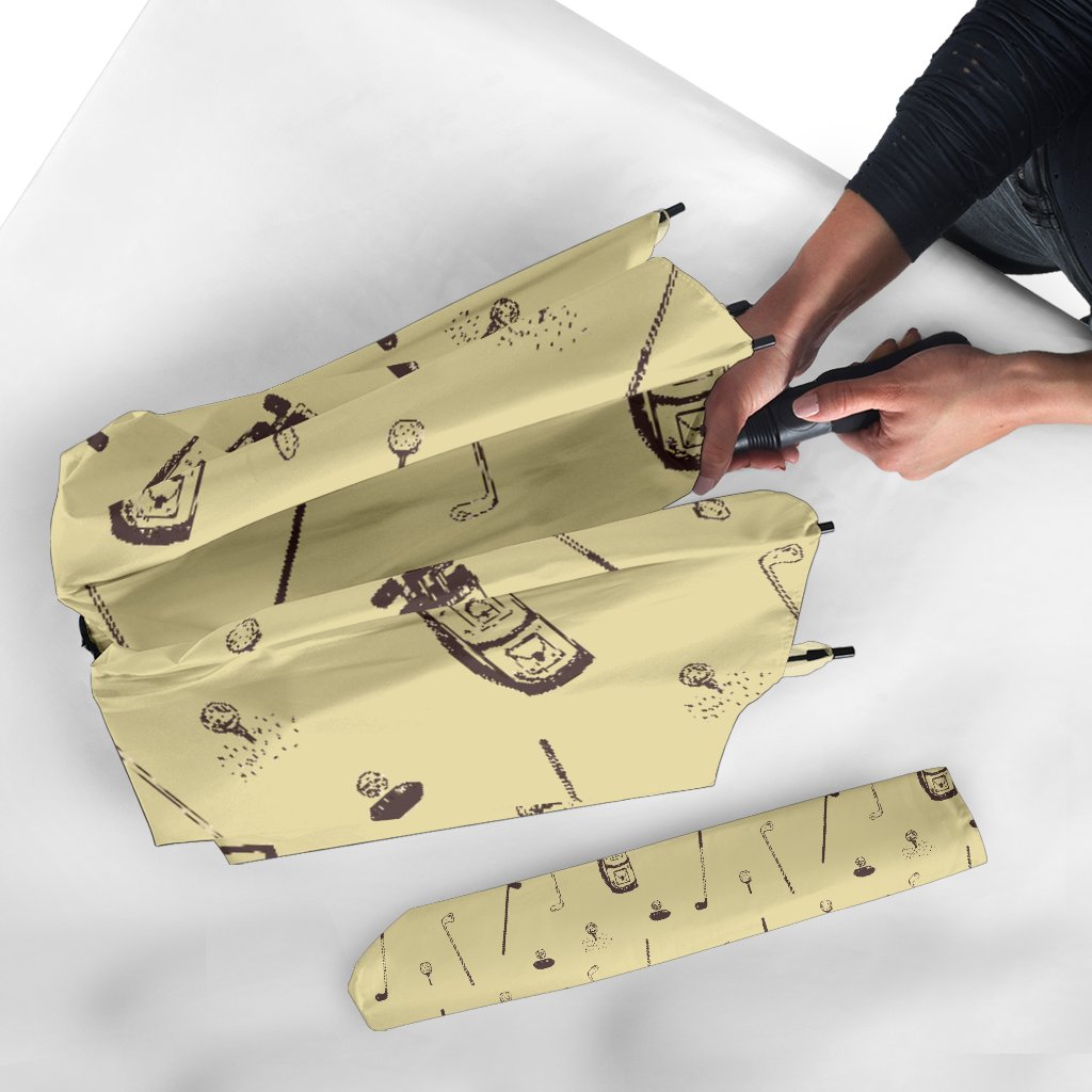 Pattern Print Golf Automatic Foldable Umbrella-grizzshop