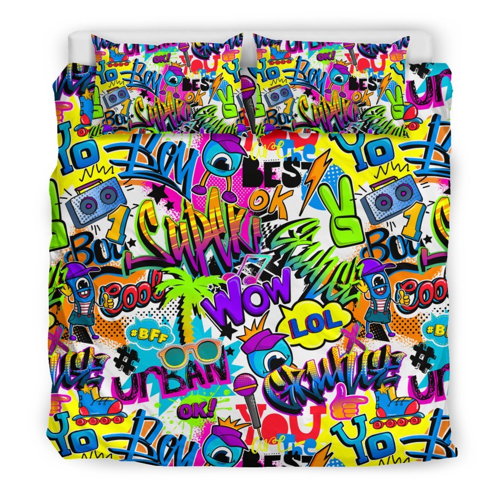 Pattern Print Graffiti Duvet Cover Bedding Set-grizzshop