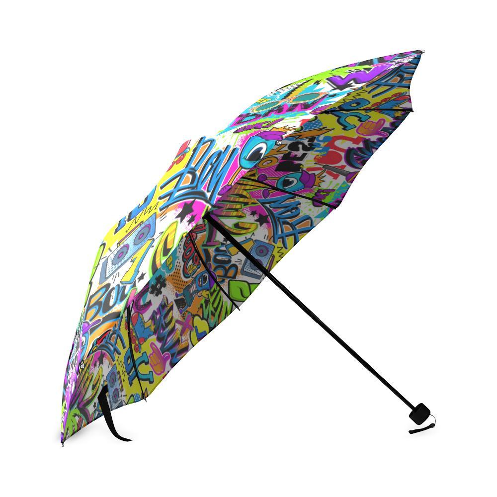 Pattern Print Graffiti Foldable Umbrella-grizzshop