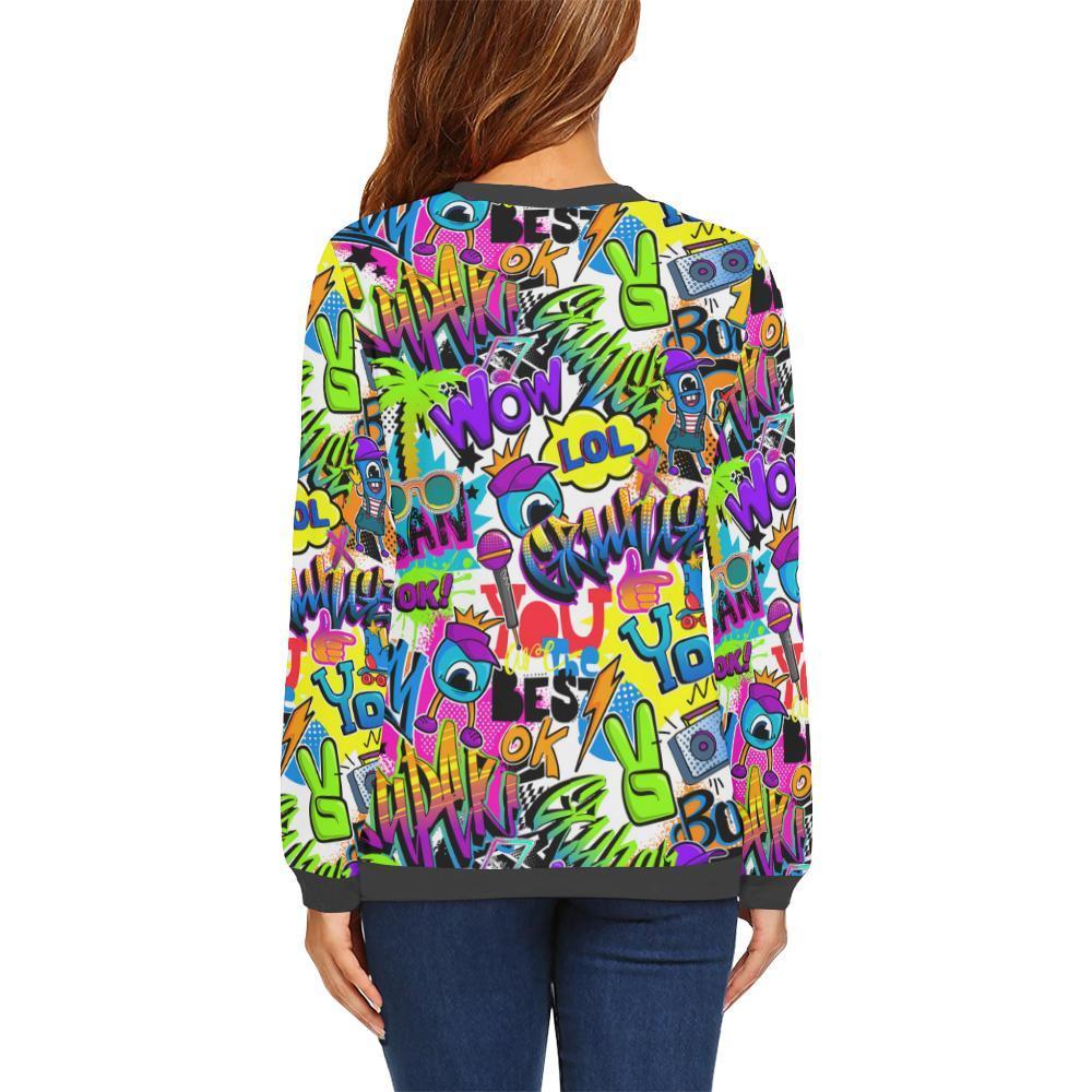 Pattern Print Graffiti Women's Sweatshirt-grizzshop