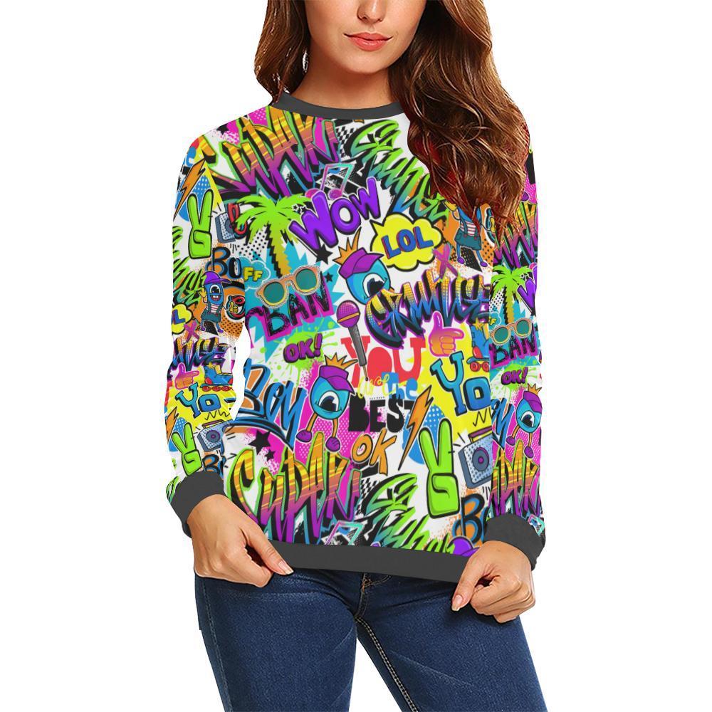 Pattern Print Graffiti Women's Sweatshirt-grizzshop