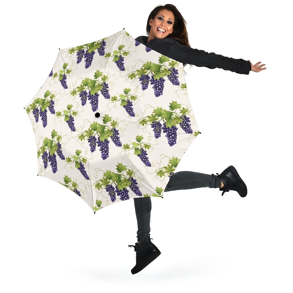 Pattern Print Grape Wine Automatic Foldable Umbrella-grizzshop