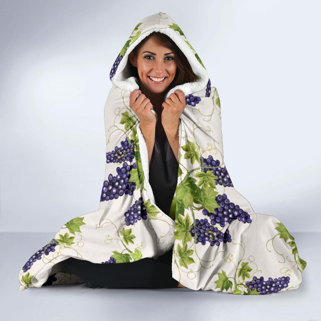 Pattern Print Grape Wine Hooded Blanket-grizzshop