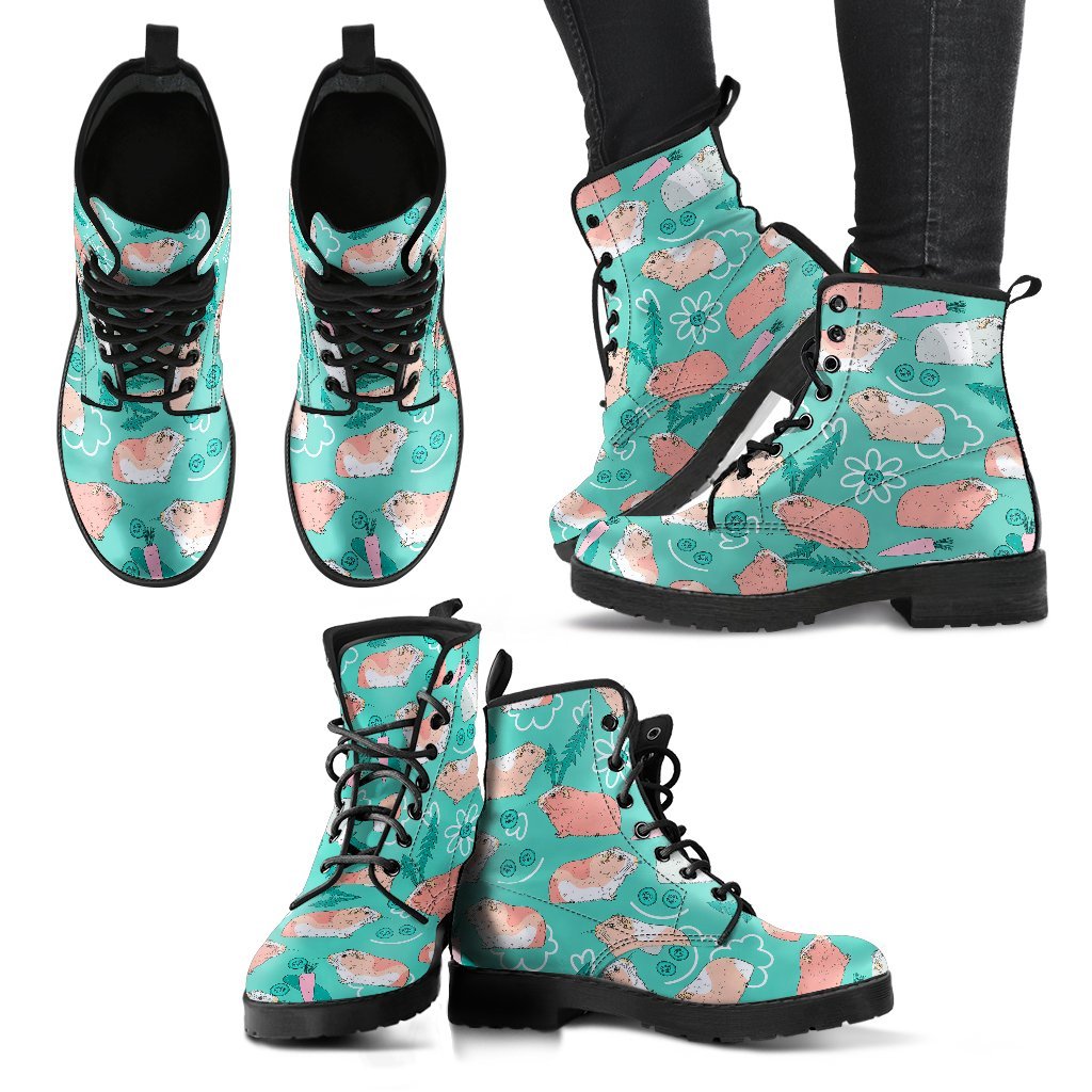 Pattern Print Guinea Pig Men Women Leather Boots-grizzshop