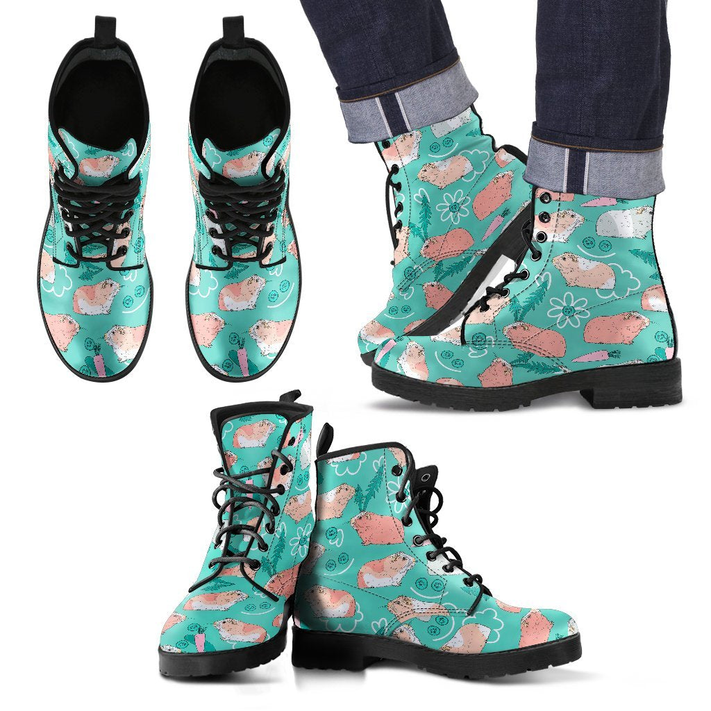 Pattern Print Guinea Pig Men Women Leather Boots-grizzshop