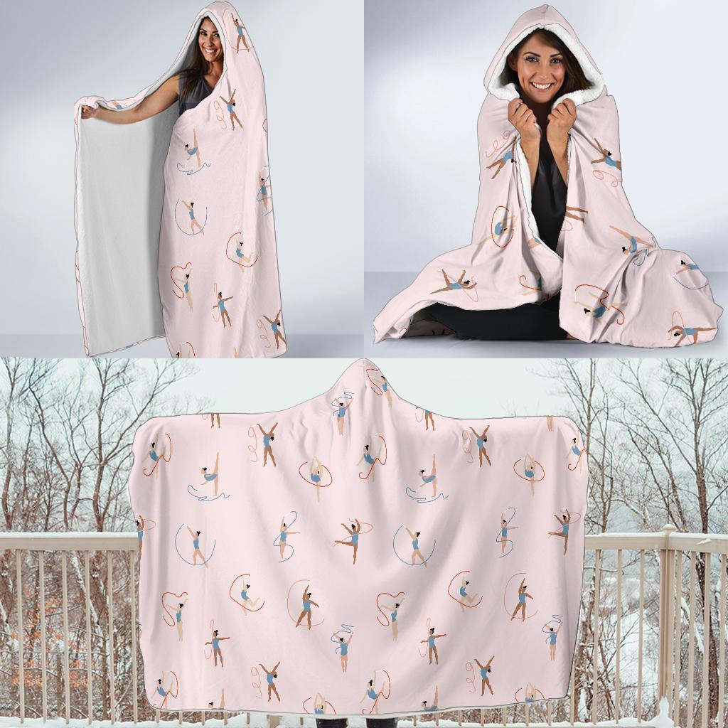 Pattern Print Gymnastics Hooded Blanket-grizzshop