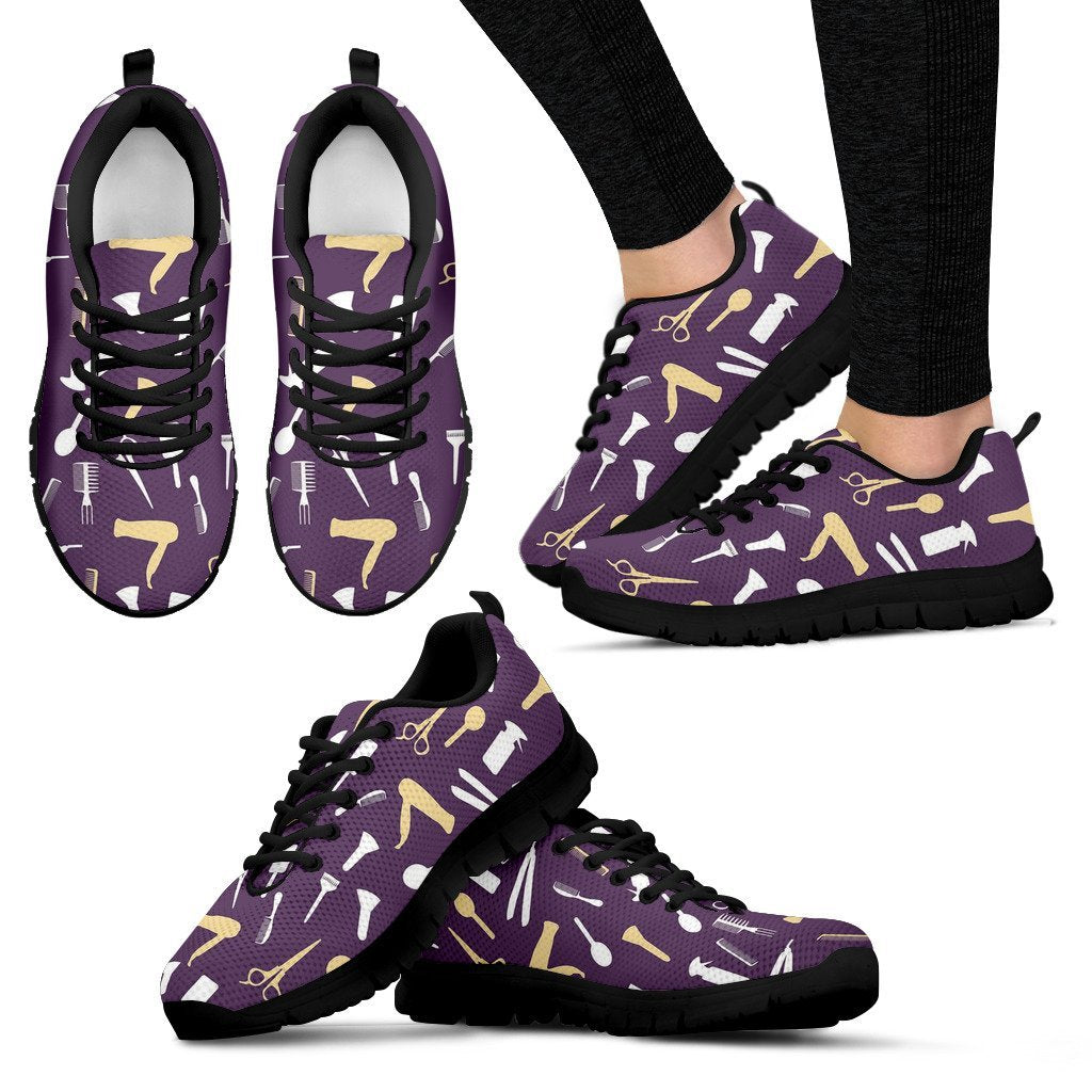 Pattern Print Hair Stylist Black Sneaker Shoes For Men Women-grizzshop